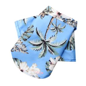 Small And Medium Dogs Beach Pineapple Shirt Hawaiian Pet Dog Cat Golden Retriever Spring And Summer Four Seasons Clothes (Option: Coconut Tree Shirt Sky Blue-S)