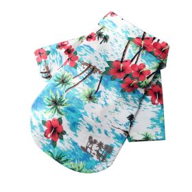 Small And Medium Dogs Beach Pineapple Shirt Hawaiian Pet Dog Cat Golden Retriever Spring And Summer Four Seasons Clothes (Option: Shirt Island Style Lake Blue-M)