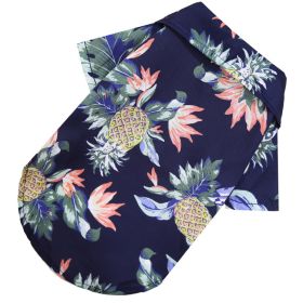 Small And Medium Dogs Beach Pineapple Shirt Hawaiian Pet Dog Cat Golden Retriever Spring And Summer Four Seasons Clothes (Option: Pineapple Shirt Navy Blue-L)