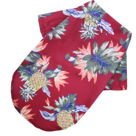 Small And Medium Dogs Beach Pineapple Shirt Hawaiian Pet Dog Cat Golden Retriever Spring And Summer Four Seasons Clothes (Option: Pineapple Shirt Wine Red-5XL)